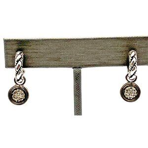 John Hardy Sterling Silver Classic Chain Diamond Pierced Dangle Hoop Earrings